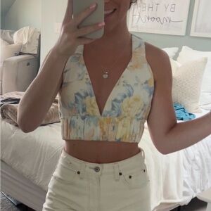 Floral cross back crop